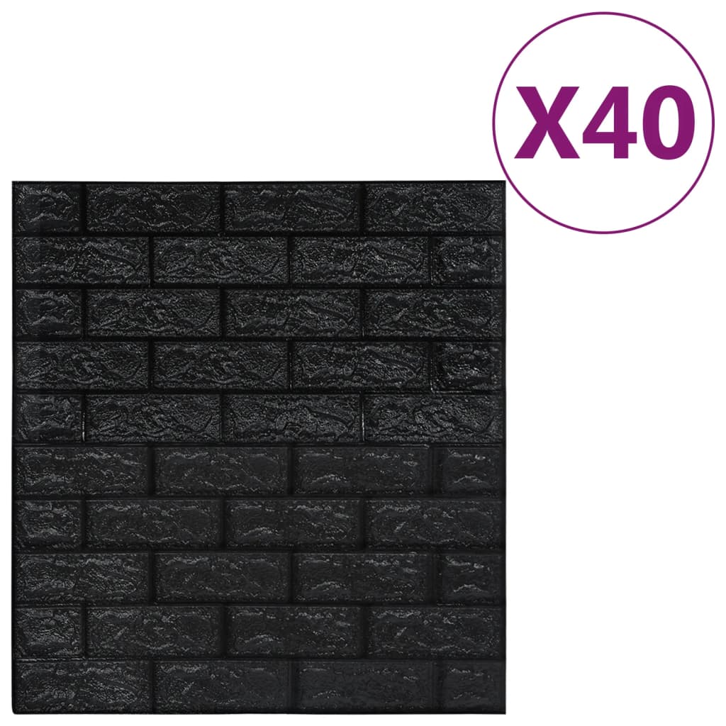 vidaXL 3D-behang zelfklevend 40 st bakstenen zwart