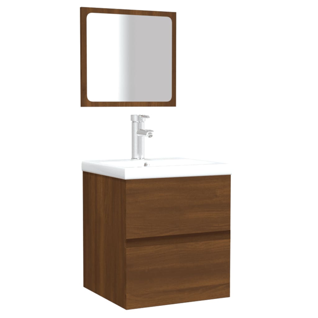vidaXL Badkamerkast met spiegel bewerkt hout bruineikenkleurig