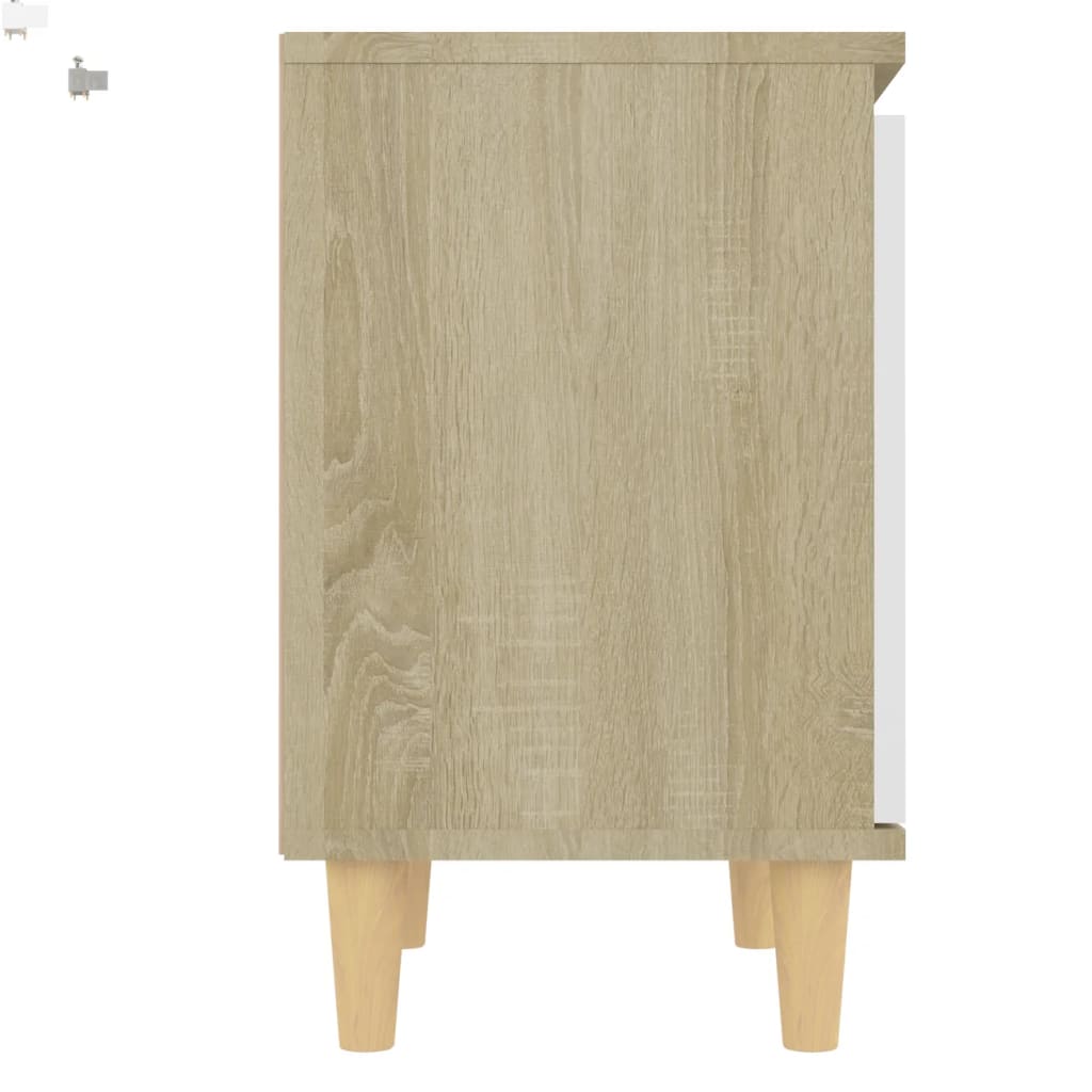 vidaXL Nachtkastje met houten poten 40x30x50 cm sonoma eikenkleur wit