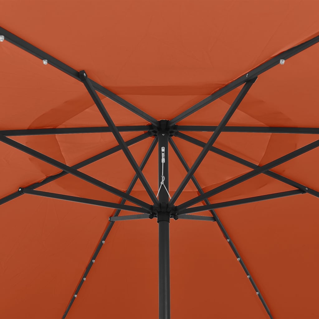 vidaXL Parasol met LED-verlichting metalen paal 400 cm terracottakleur