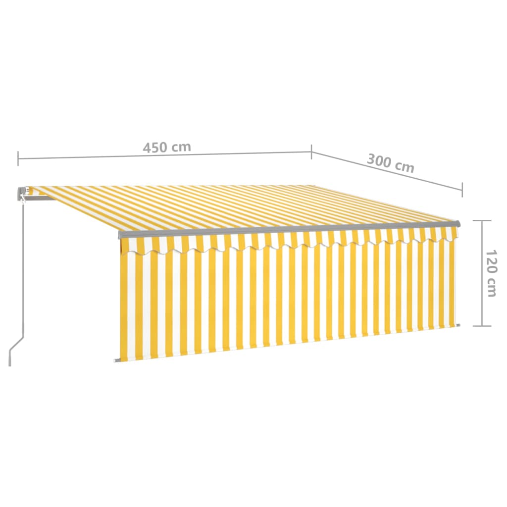 vidaXL Luifel handmatig uittrekbaar rolgordijn en LED 4,5x3 m geel wit