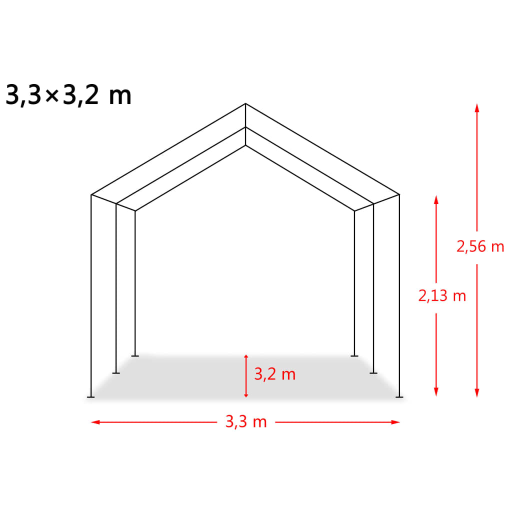 vidaXL Veetent verwijderbaar 550 g/m² 3,3x3,2 m PVC donkergroen