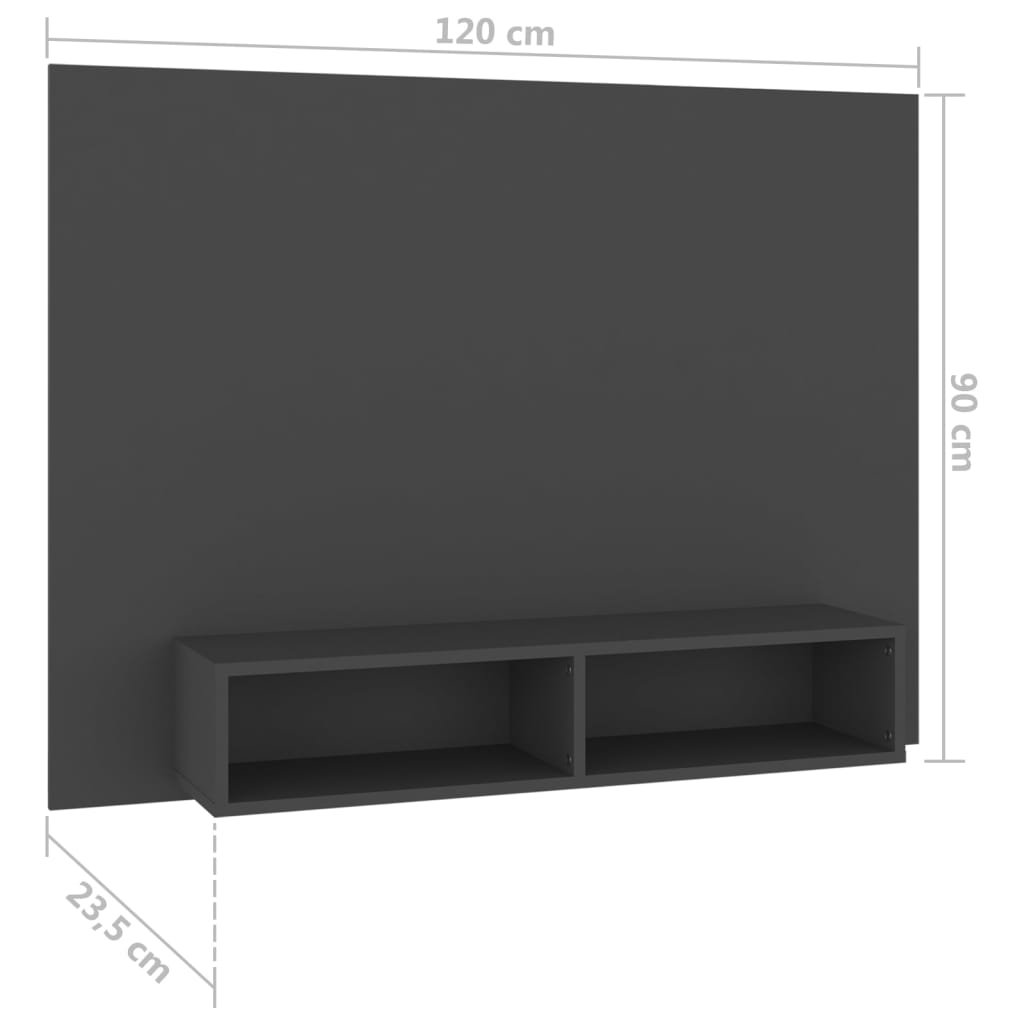 vidaXL Tv-wandmeubel 120x23,5x90 cm spaanplaat grijs