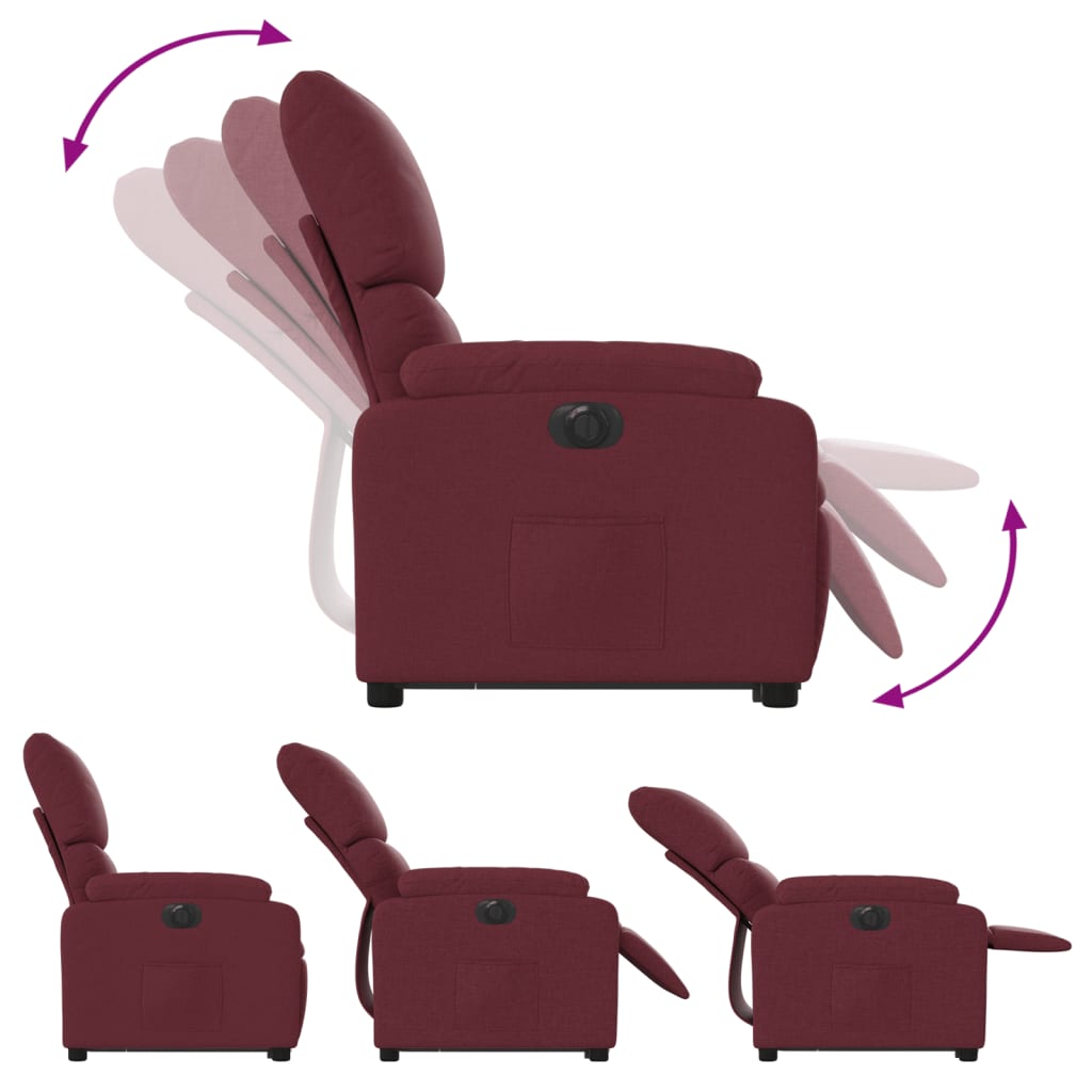 vidaXL Sta-op-stoel elektrisch verstelbaar stof wijnrood