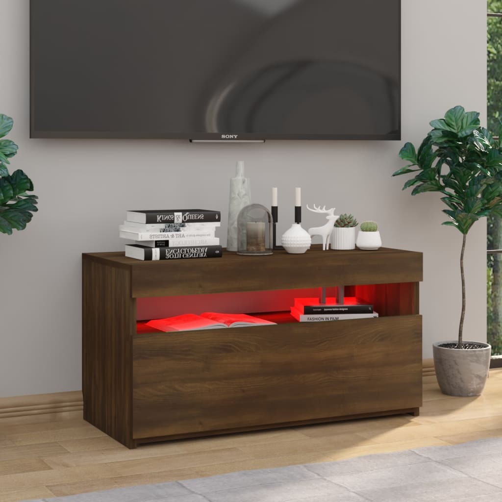 vidaXL Tv-meubel met LED-verlichting 75x35x40 cm bruin eikenkleur