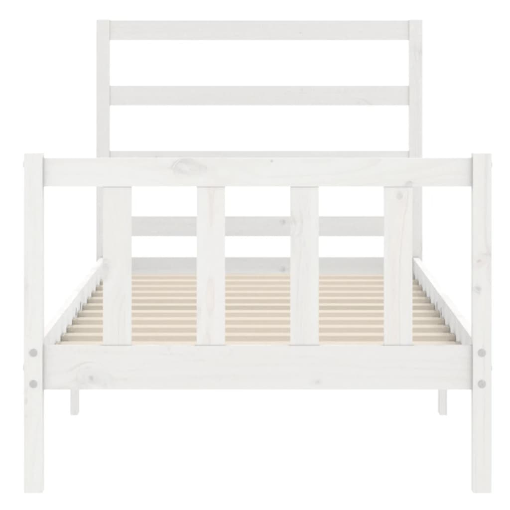 vidaXL Bedframe met hoofdbord massief hout wit 90x190 cm