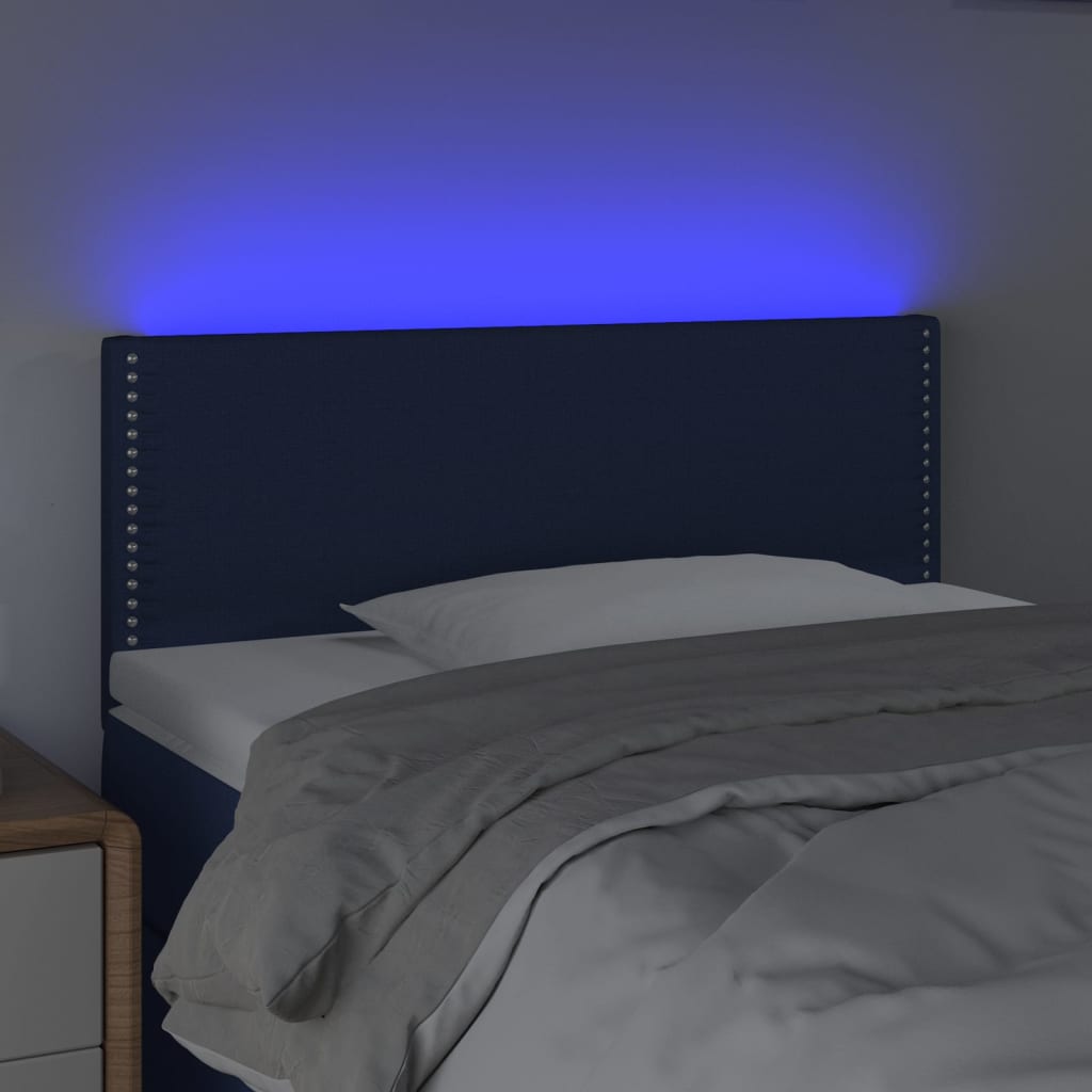 vidaXL Hoofdbord LED 100x5x78/88 cm stof blauw