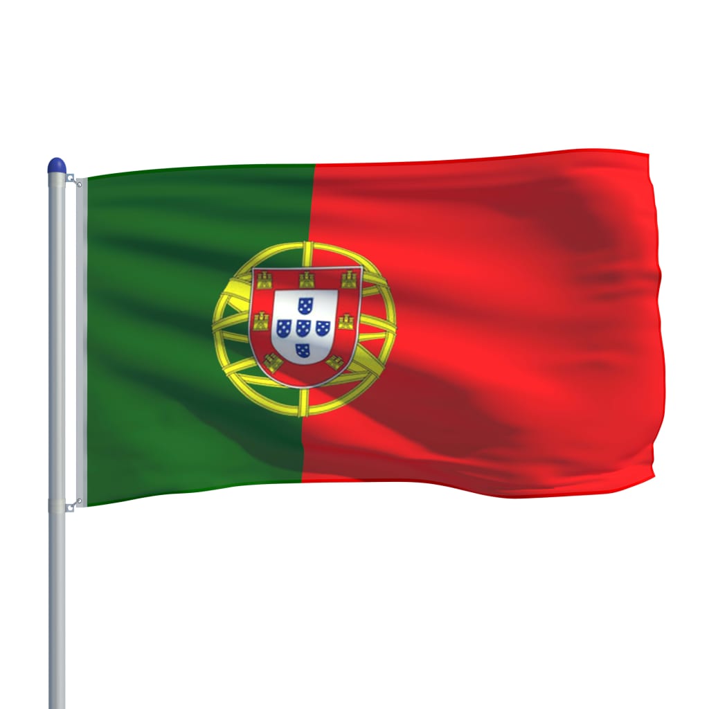 vidaXL Vlag met vlaggenmast Portugal 6 m aluminium