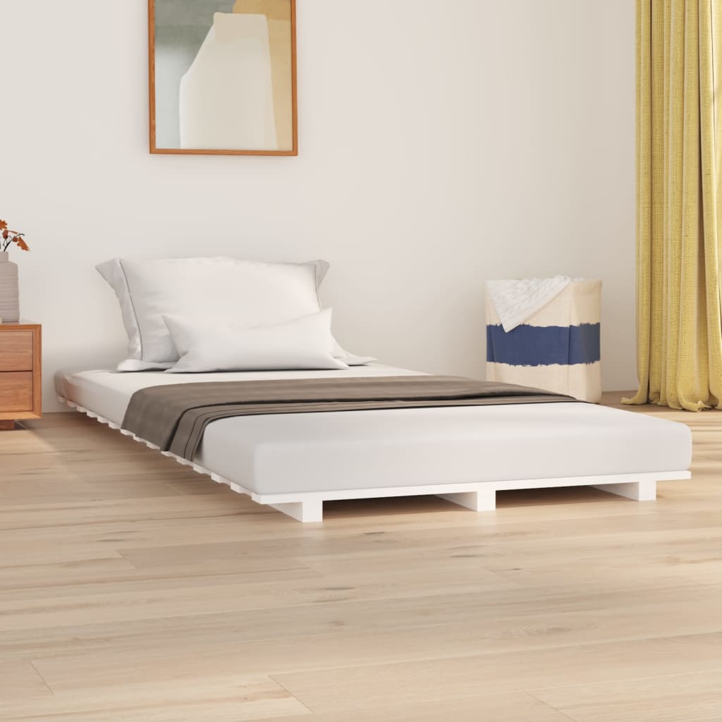 vidaXL Bedframe massief grenenhout wit 90x200 cm