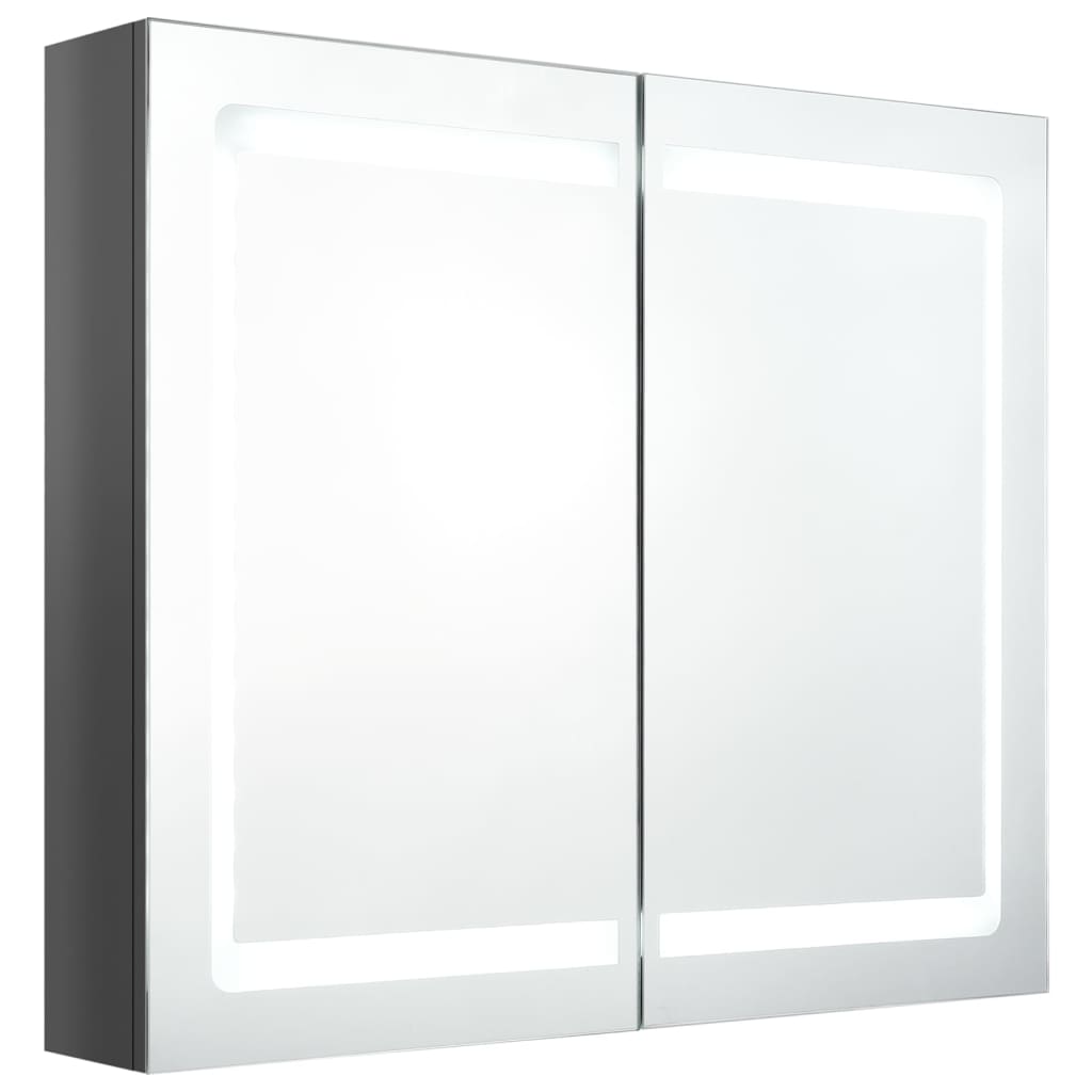 vidaXL Badkamerkast met spiegel en LED 80x12x68 cm glanzend grijs