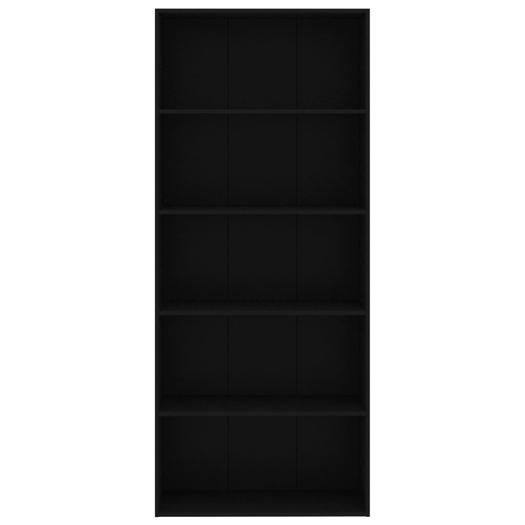 vidaXL Boekenkast met 5 schappen 80x30x189 cm spaanplaat zwart