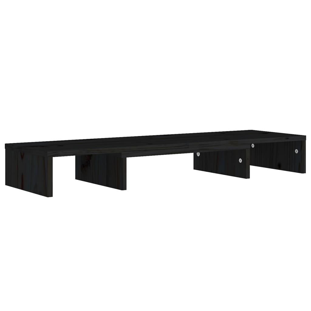 vidaXL Monitorstandaard 80x24x10,5 cm massief grenenhout zwart