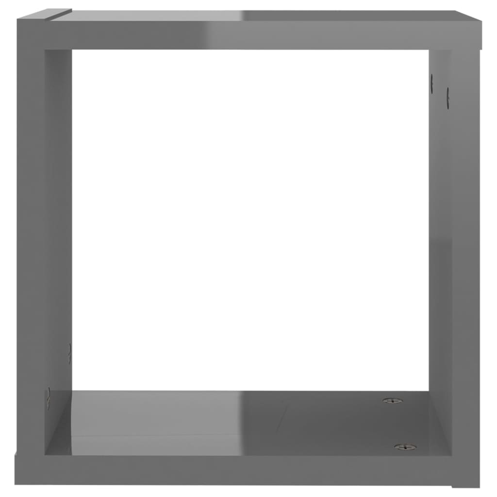 vidaXL Wandschappen kubus 2 st 30x15x30 cm hoogglans grijs