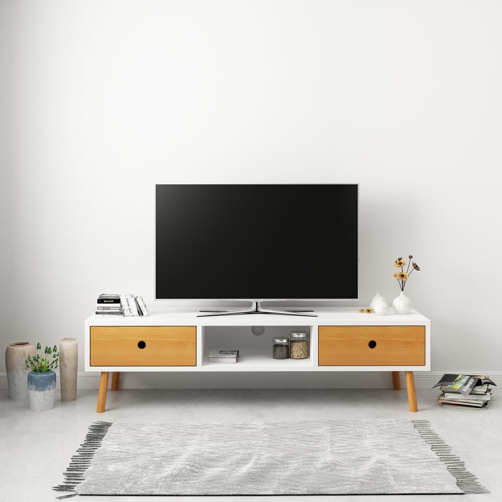 vidaXL Tv-meubel 120x35x35 cm massief grenenhout wit