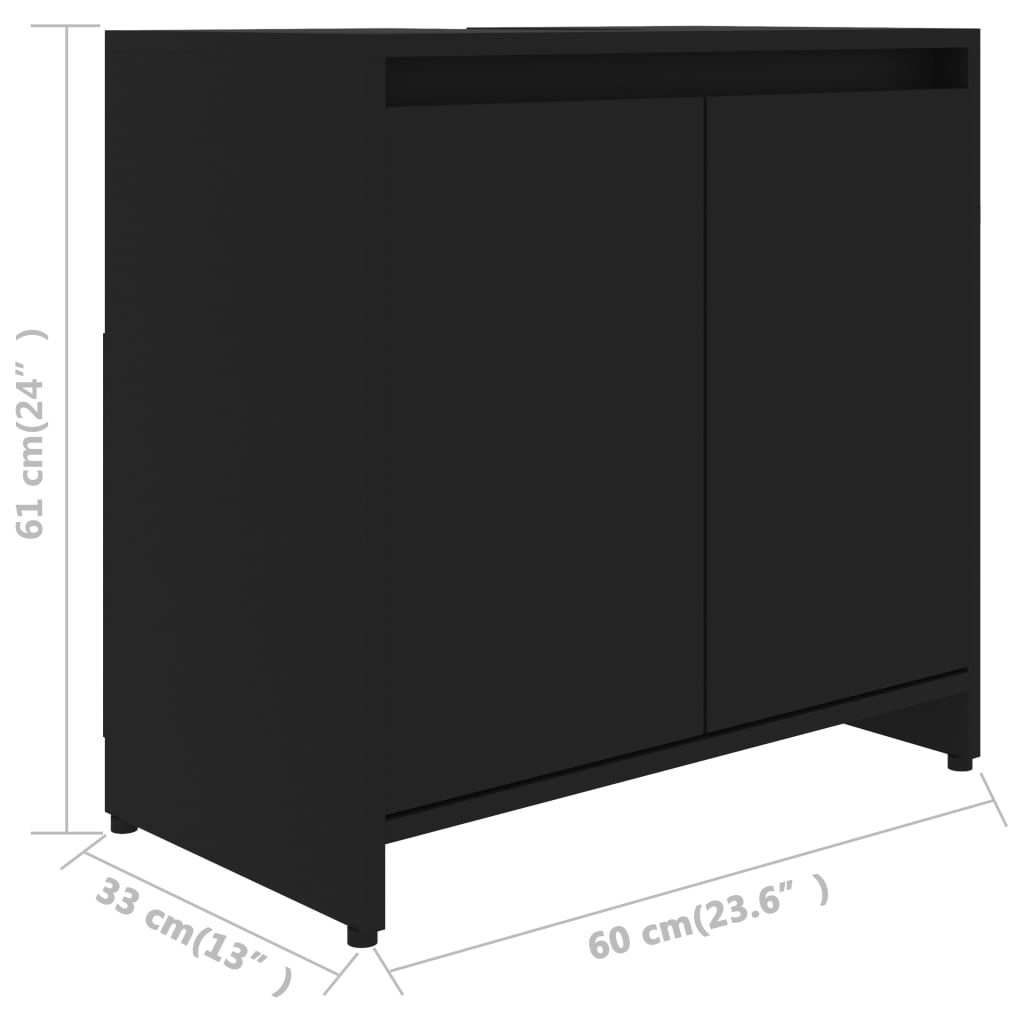 vidaXL Badkamerkast 60x33x61 cm bewerkt hout zwart