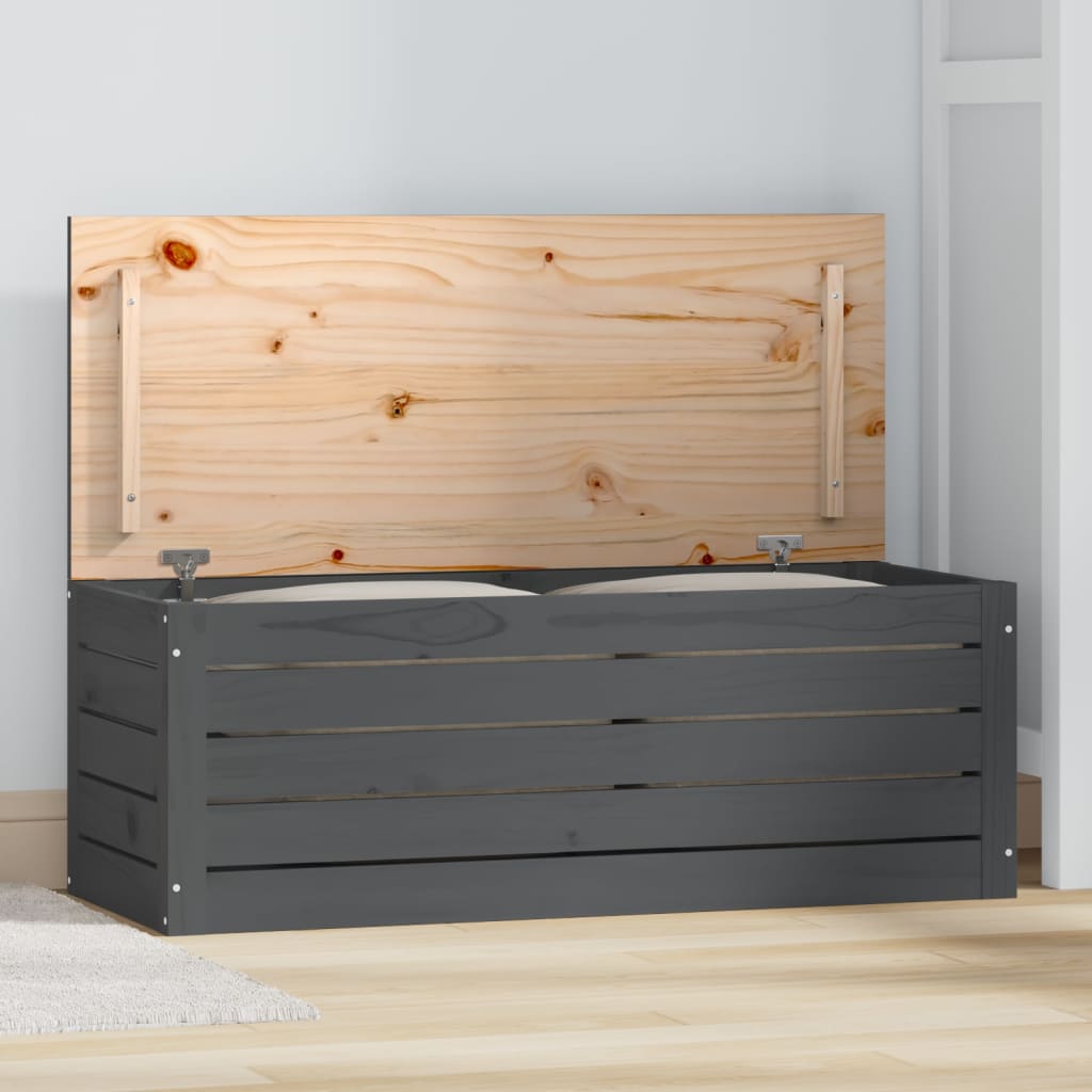 vidaXL Opbergbox grijs 89x36,5x33 cm massief grenenhout