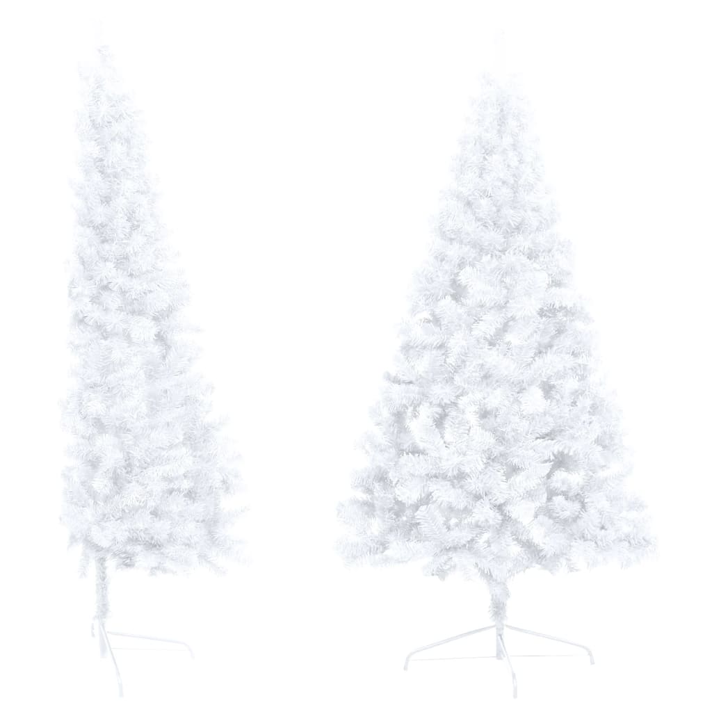 vidaXL Kunstkerstboom met verlichting half standaard 150 cm PVC wit