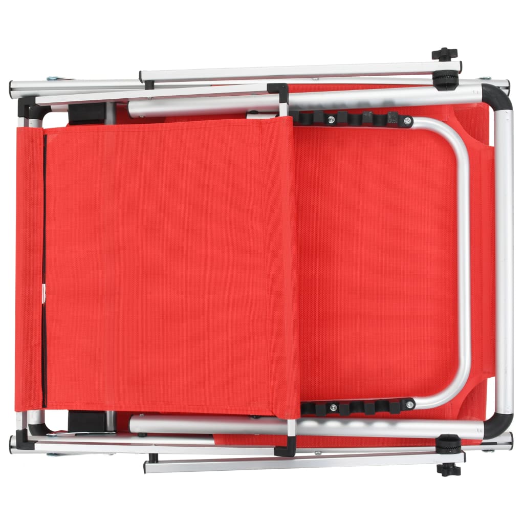 vidaXL Ligbed inklapbaar met dak aluminium en textileen rood