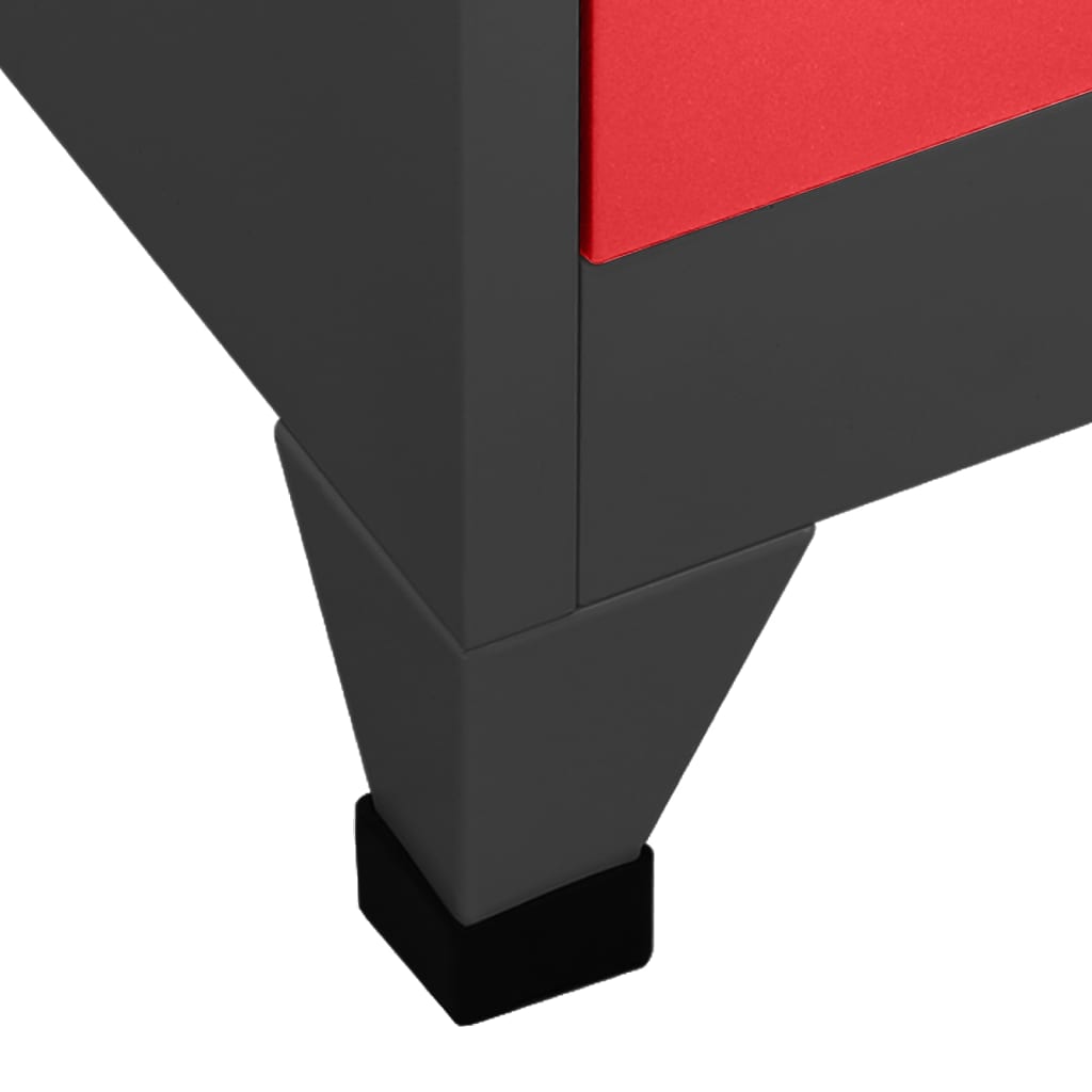 vidaXL Lockerkast 90x40x180 cm staal antracietkleurig en rood