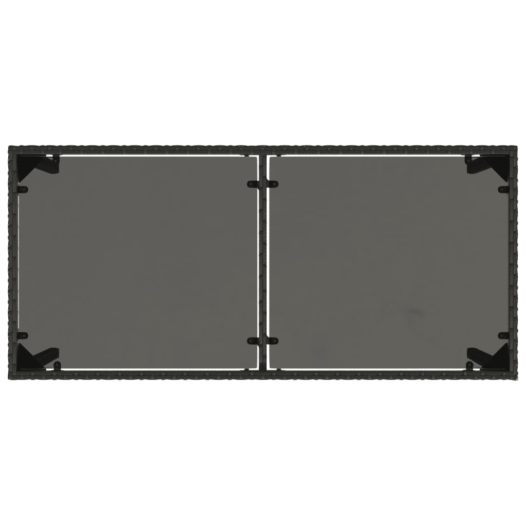 vidaXL Tuintafel met glazen blad 115x54x74 cm poly rattan zwart
