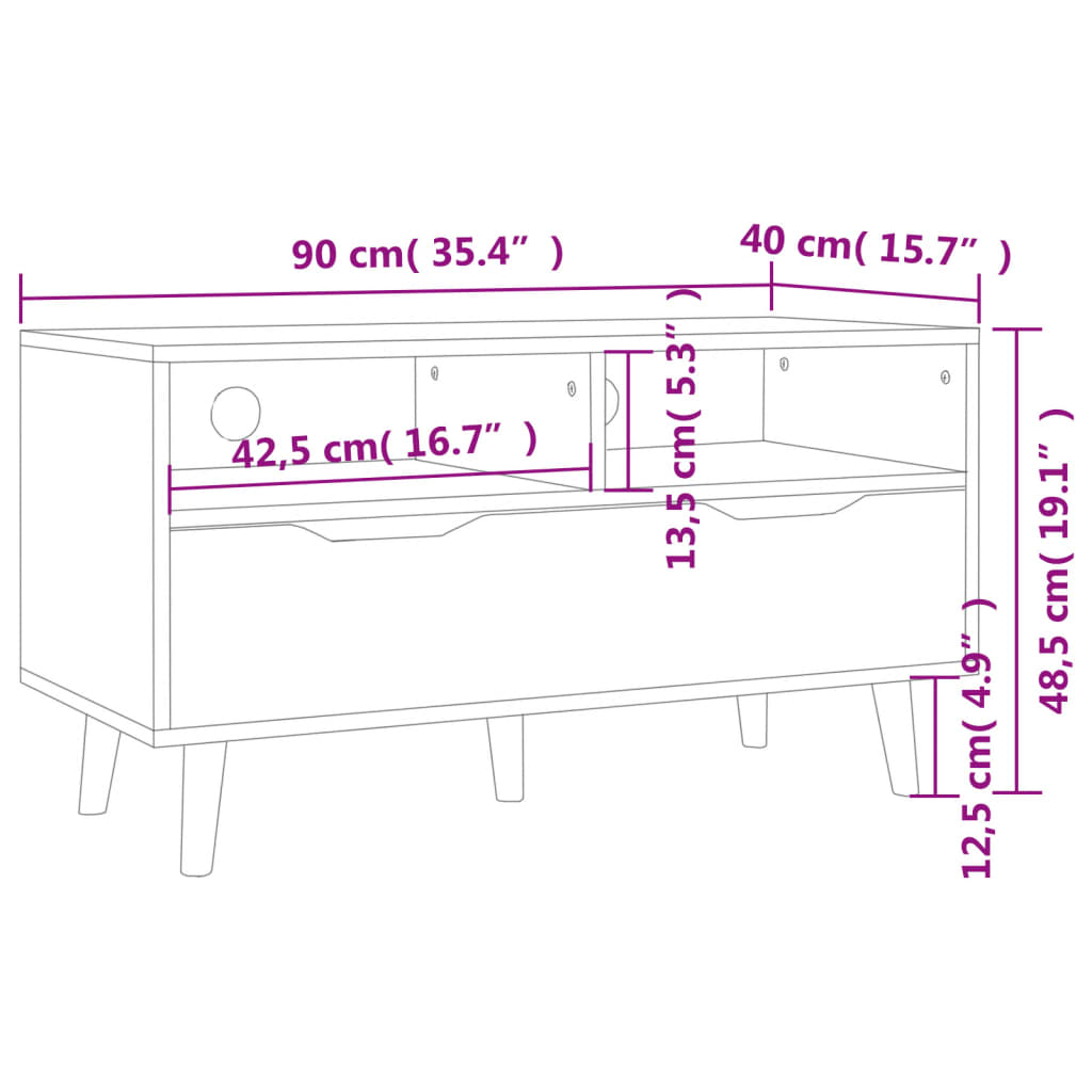 vidaXL Tv-meubel 90x40x48,5 cm bewerkt hout grijs