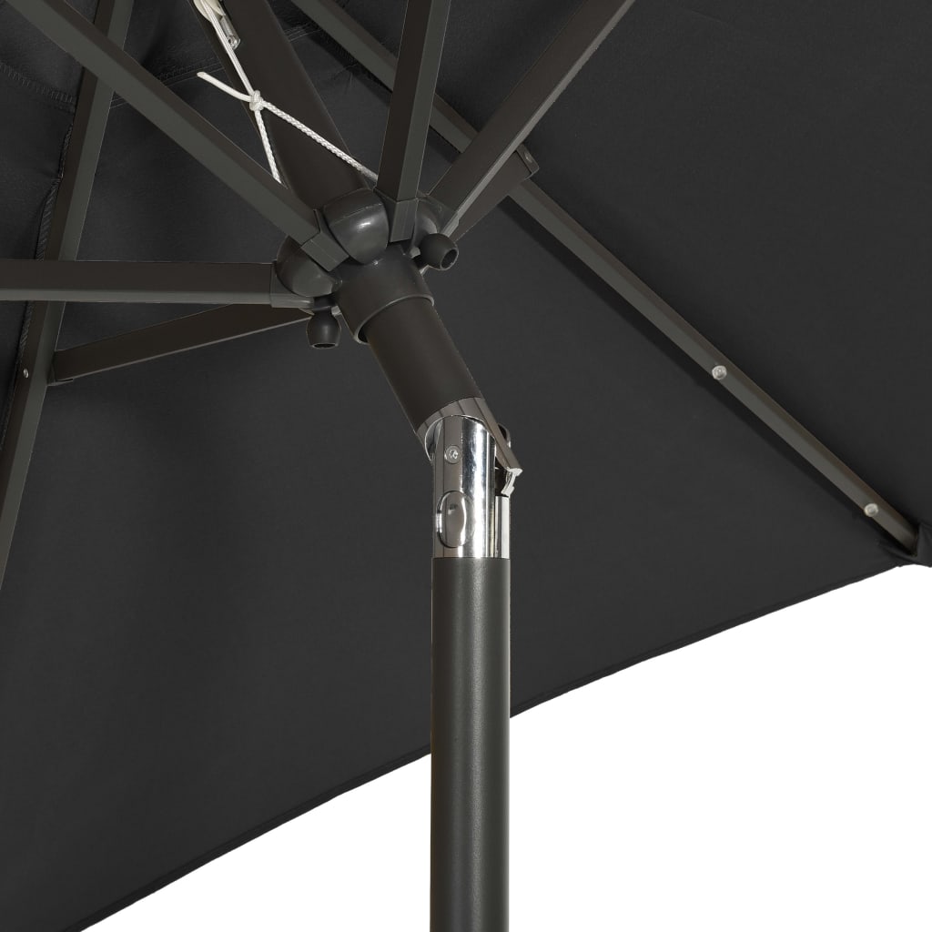 vidaXL Parasol met LED-verlichting 200x211 cm aluminium zwart