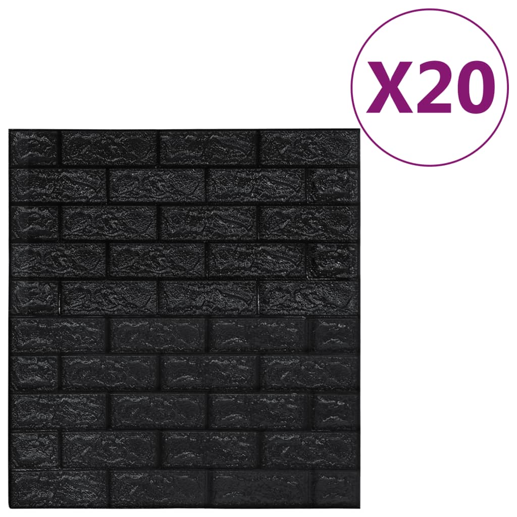 vidaXL 3D-behang zelfklevend 20 st bakstenen zwart