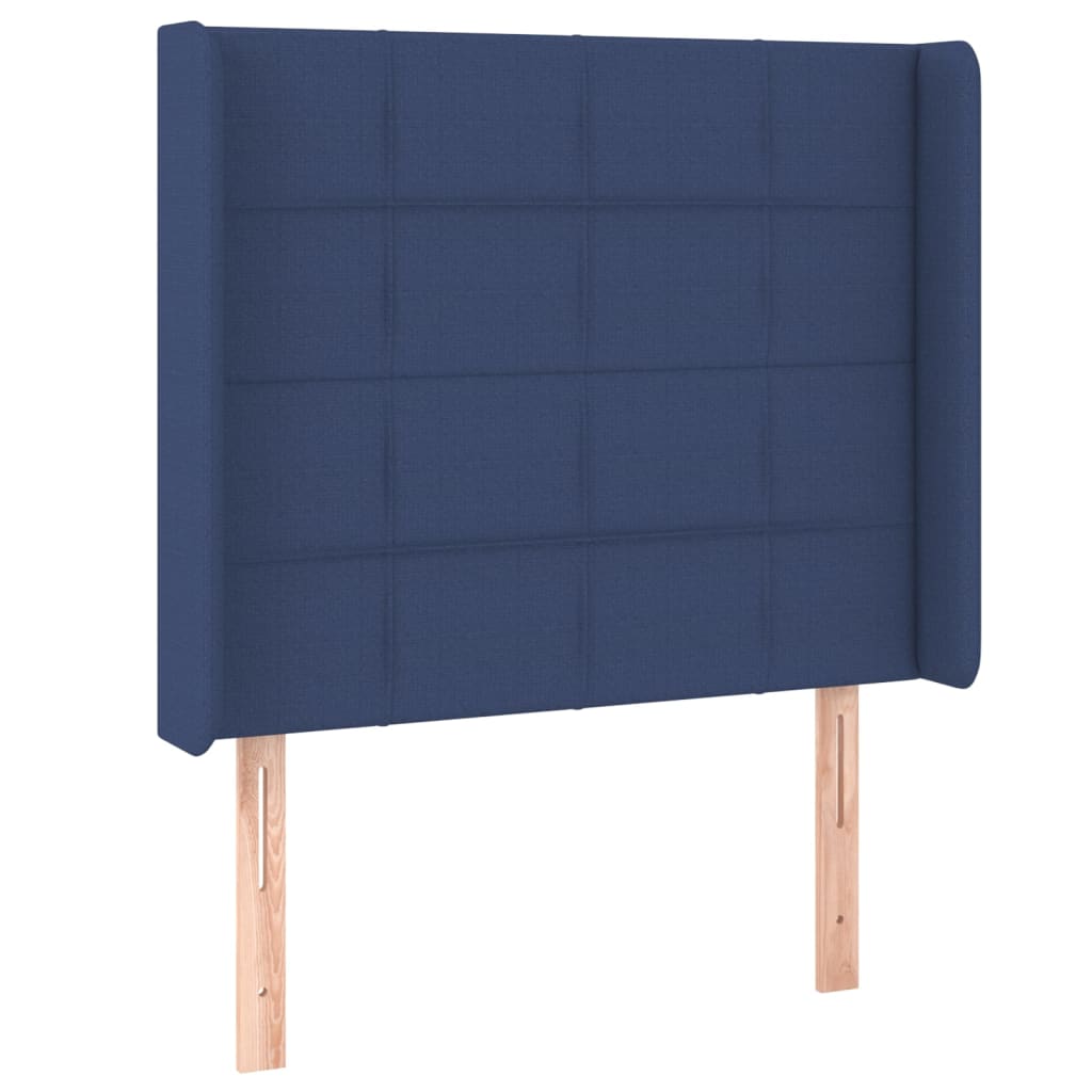 vidaXL Hoofdbord met randen 103x16x118/128 cm stof blauw