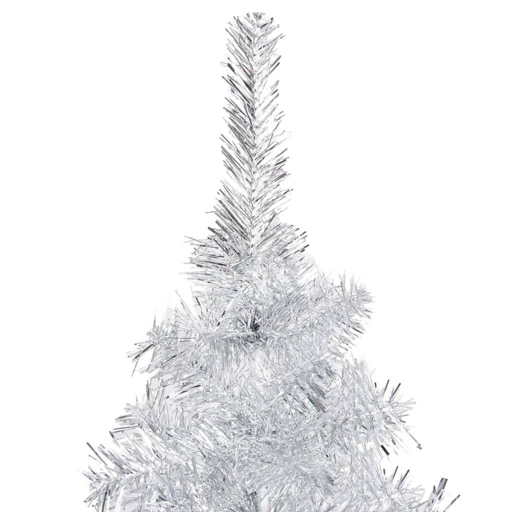vidaXL Kunstkerstboom met LED's en kerstballen 240 cm PET zilverkleur