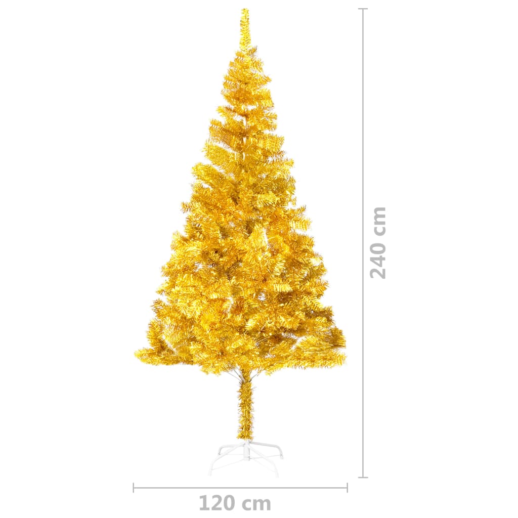 vidaXL Kunstkerstboom met verlichting en kerstballen 240 cm PET goud