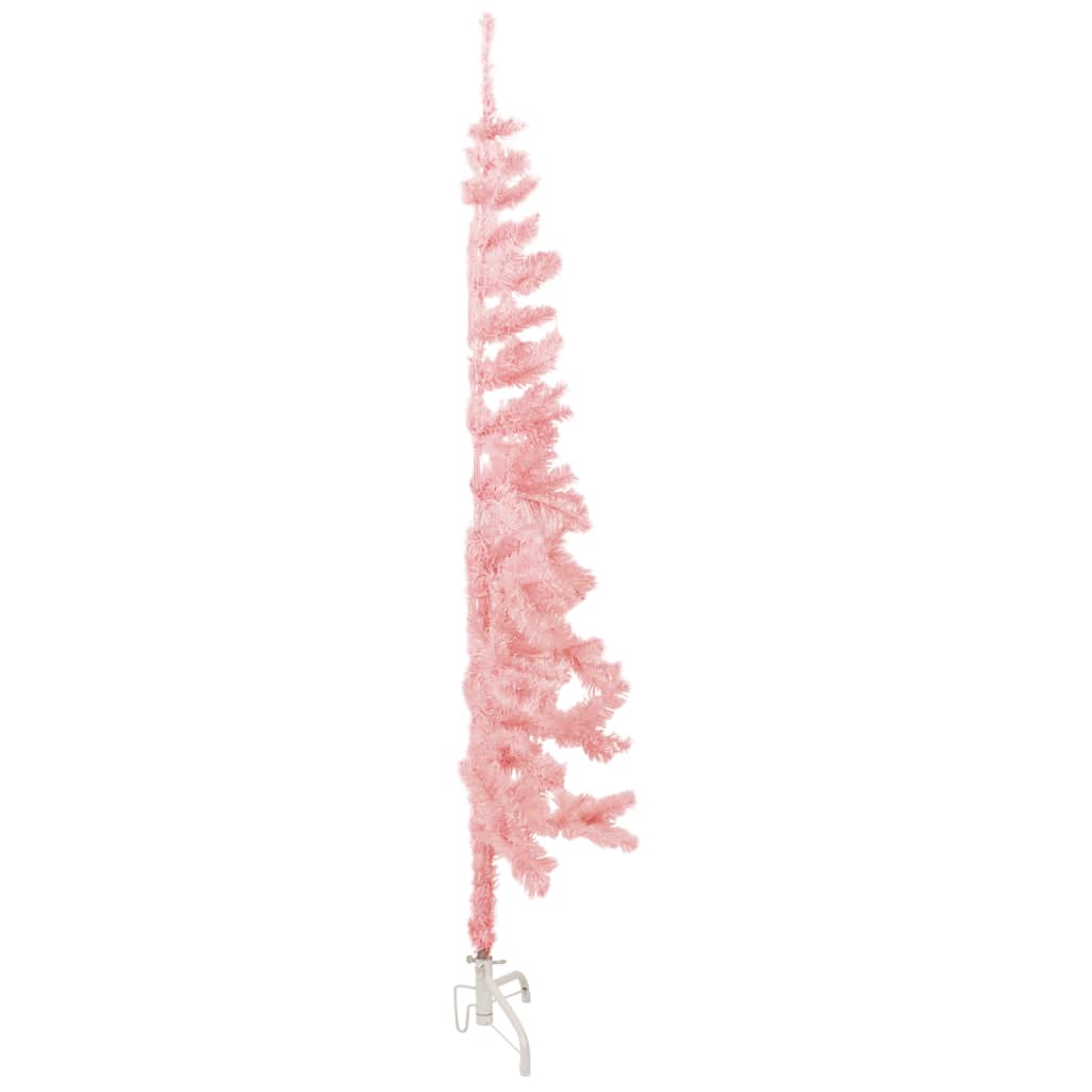 vidaXL Kunstkerstboom half met standaard smal 120 cm roze