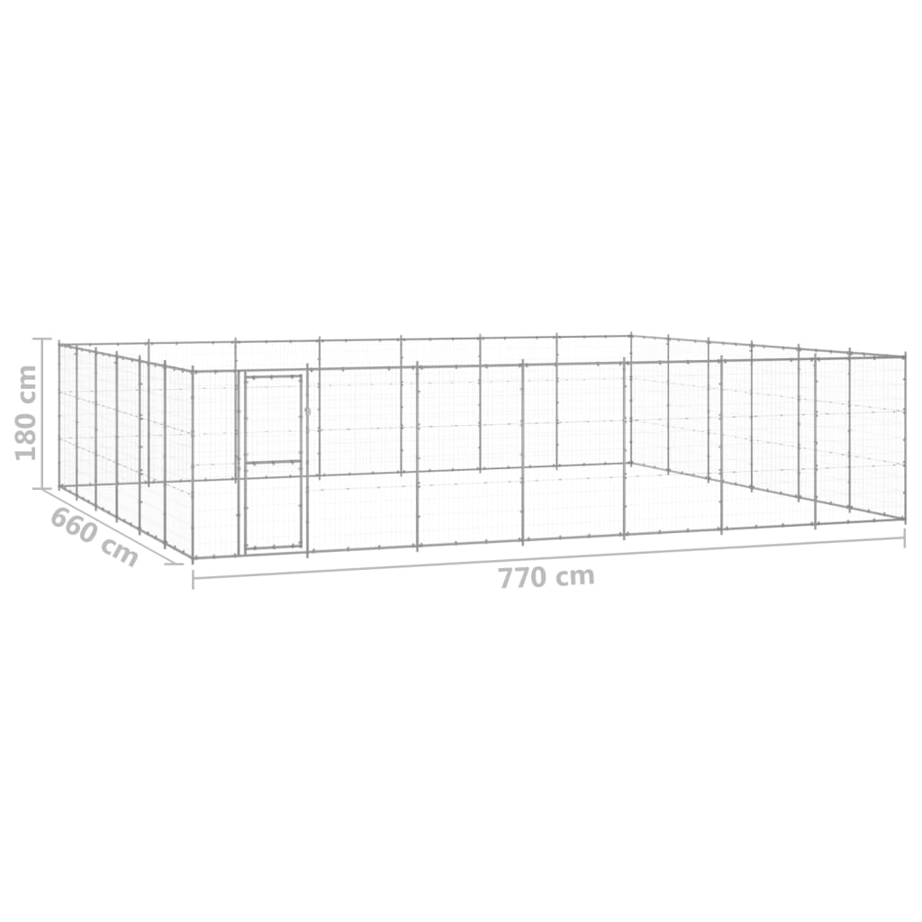 vidaXL Hondenkennel 50,82 m² gegalvaniseerd staal