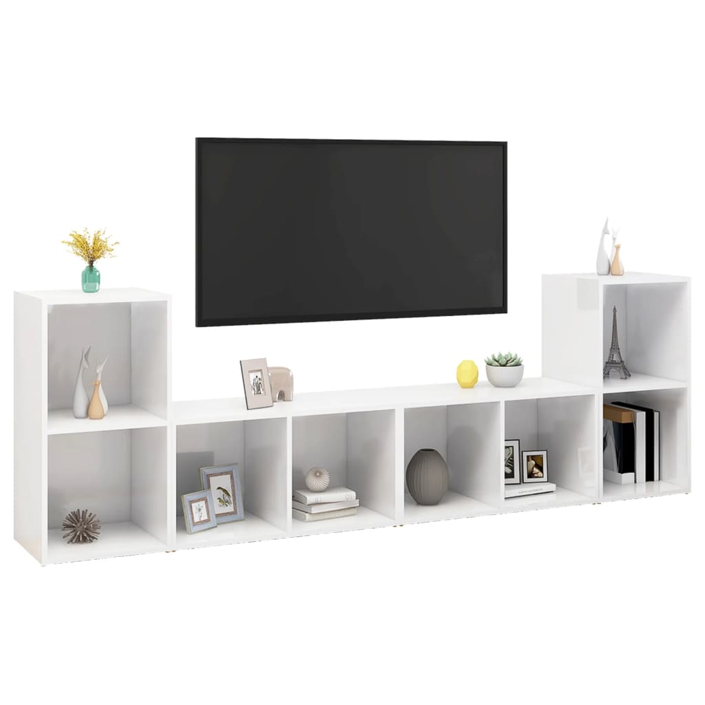 vidaXL Tv-meubelen 4 st 72x35x36,5 cm spaanplaat hoogglans wit