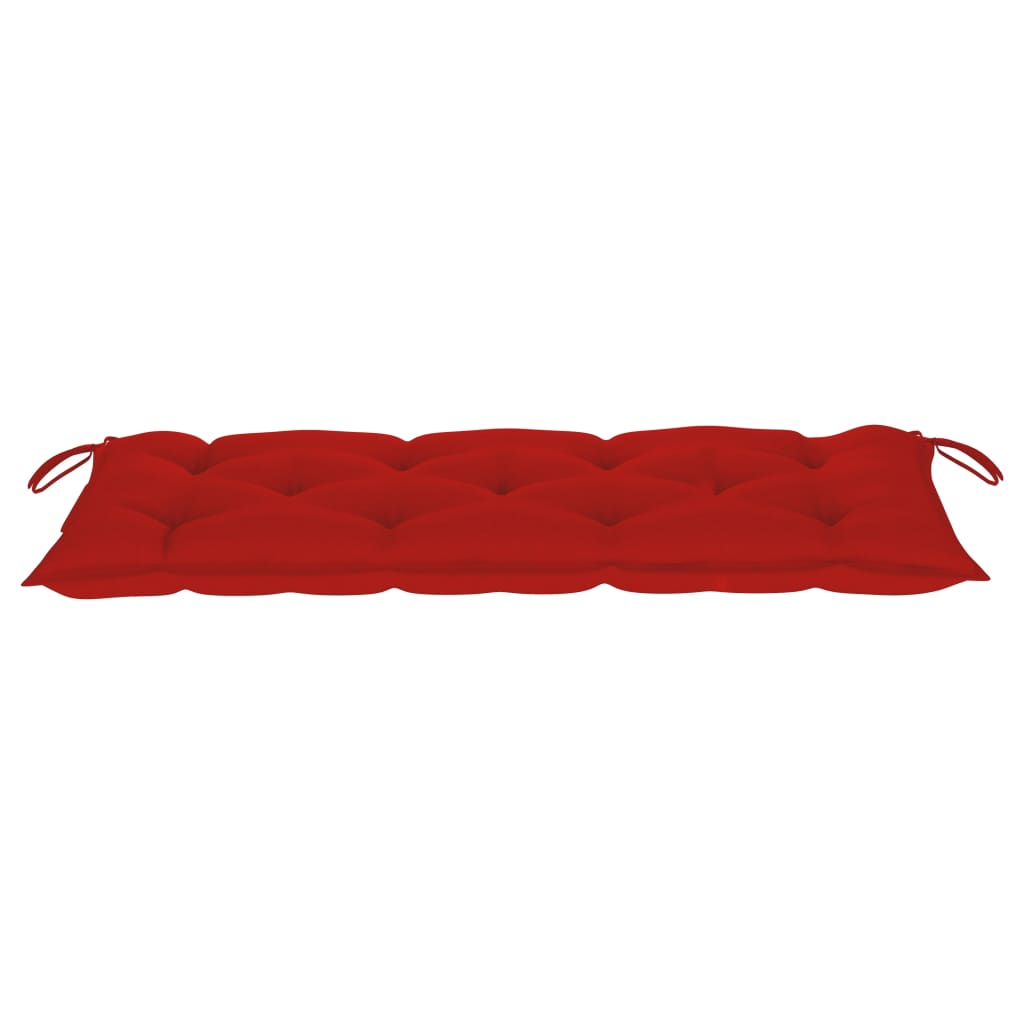 vidaXL Tuinbank met rood kussen 120 cm massief teakhout