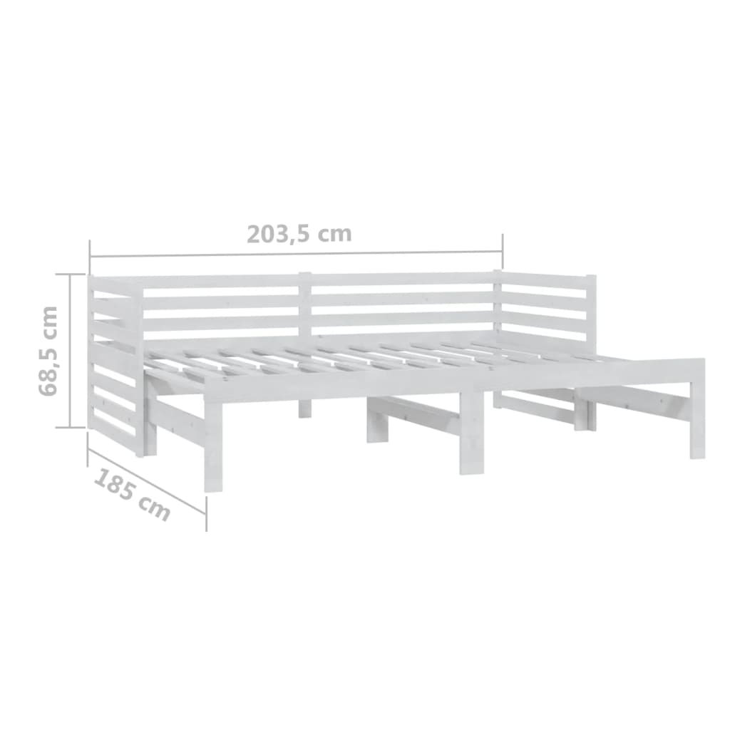 vidaXL Bedbank uitschuifbaar massief grenenhout wit 2x(90x200) cm
