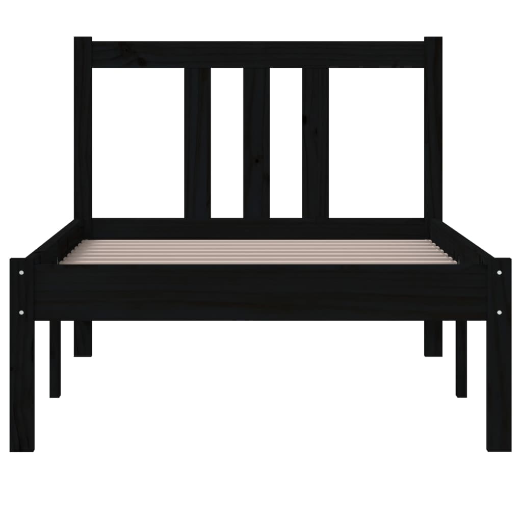 vidaXL Bedframe massief hout zwart 75x190 cm 2FT6 Small Single