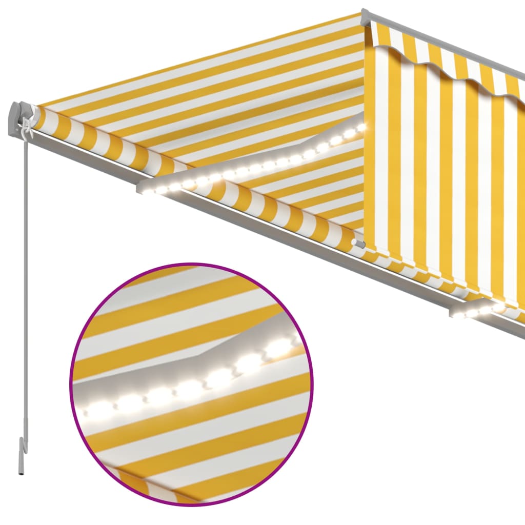vidaXL Luifel handmatig uittrekbaar rolgordijn LED 3x2,5 m geel en wit