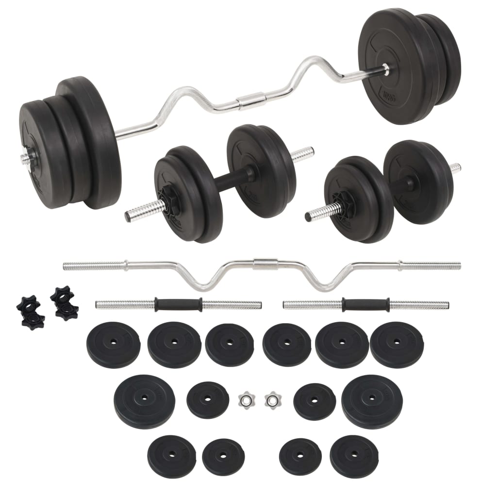 vidaXL Halterset 60 kg Barbell Dumbbell Fitness Set Training Halter Gewicht