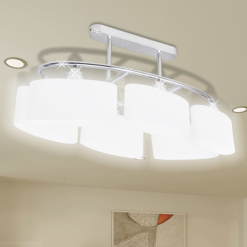 vidaXL Plafondlamp met ellipsvormige glazen kappen 6xE14