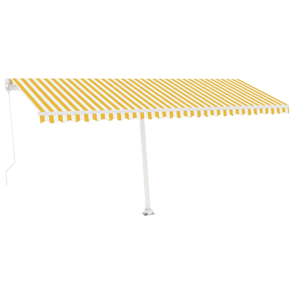 vidaXL Luifel vrijstaand handmatig uittrekbaar 500x300 cm geel en wit
