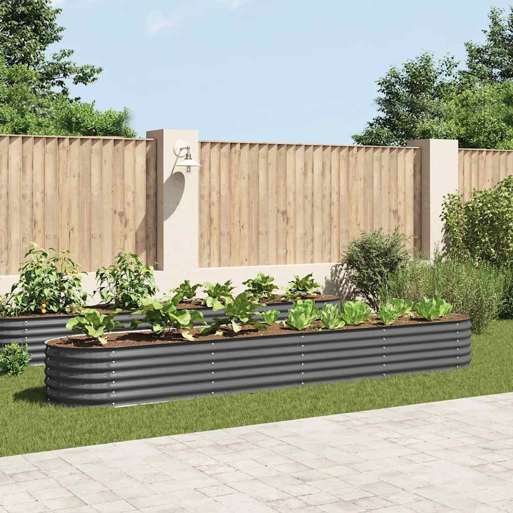 vidaXL Plantenbak Verhoogd Gegalvaniseerd Staal Grijs Bloembak Tuinbak Bak