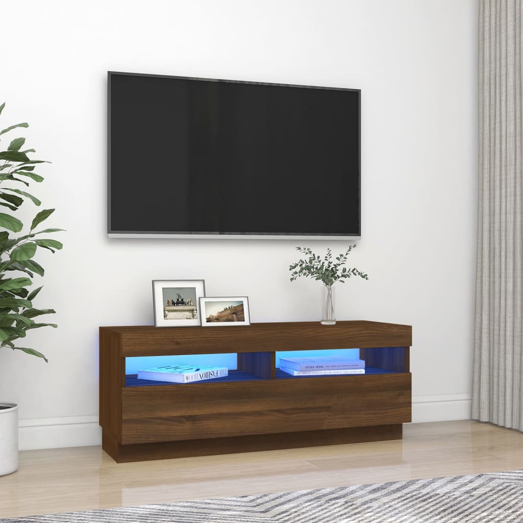 vidaXL Tv-meubel met LED-verlichting 100x35x40 cm bruineikenkleurig