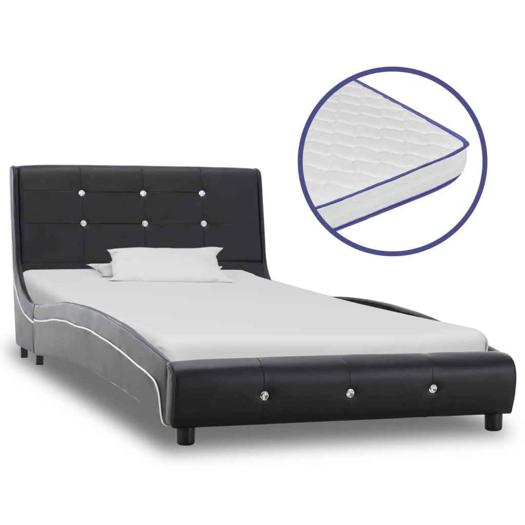 vidaXL Bed met traagschuim matras kunstleer zwart 90x200 cm