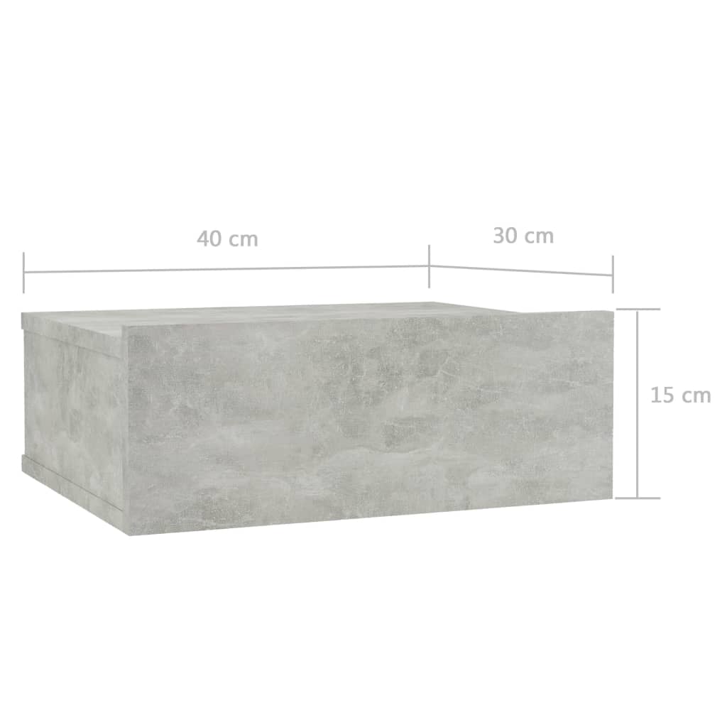 vidaXL Nachtkastjes zwevend 2 st 40x30x15 cm spaanplaat betongrijs