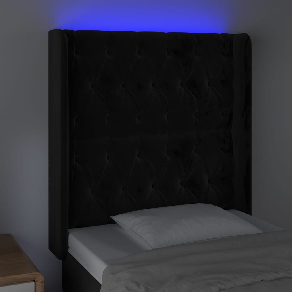 vidaXL Hoofdbord LED 83x16x118/128 cm fluweel zwart