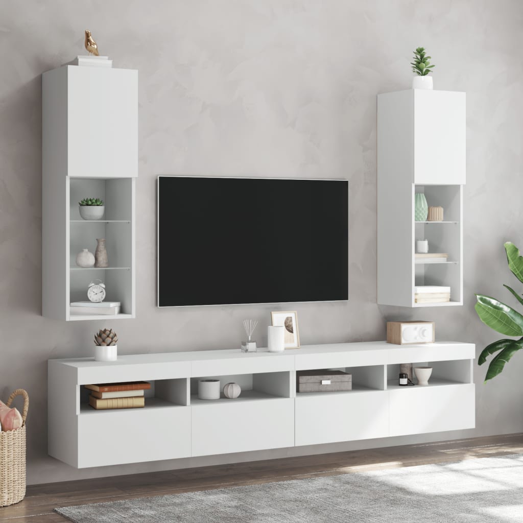 vidaXL Tv-meubels met LED-verlichting 2 st 30,5x30x102 cm wit
