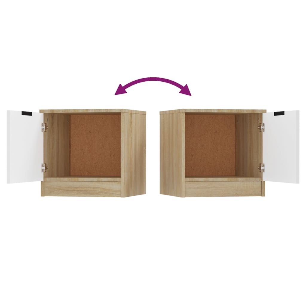 vidaXL Nachtkastje 40x39x40 cm wit en sonoma eikenkleurig