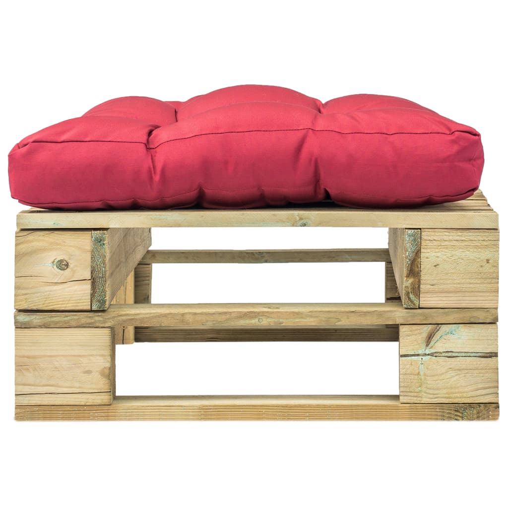 vidaXL Tuinpoef met rood kussen pallet hout groen