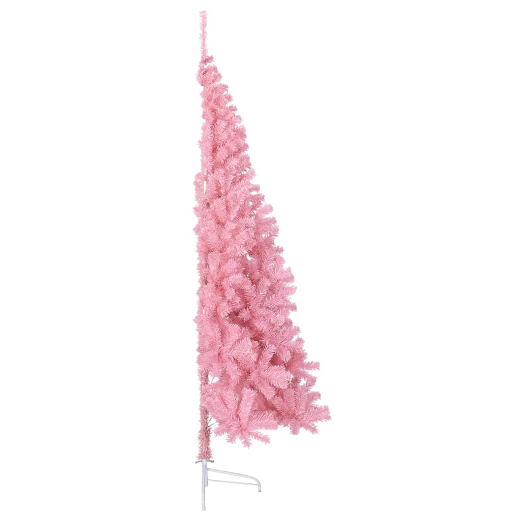 vidaXL Kunstkerstboom met standaard half 210 cm PVC roze