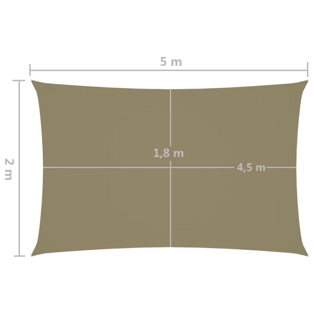 vidaXL Zonnescherm rechthoekig 2x5 m oxford stof beige